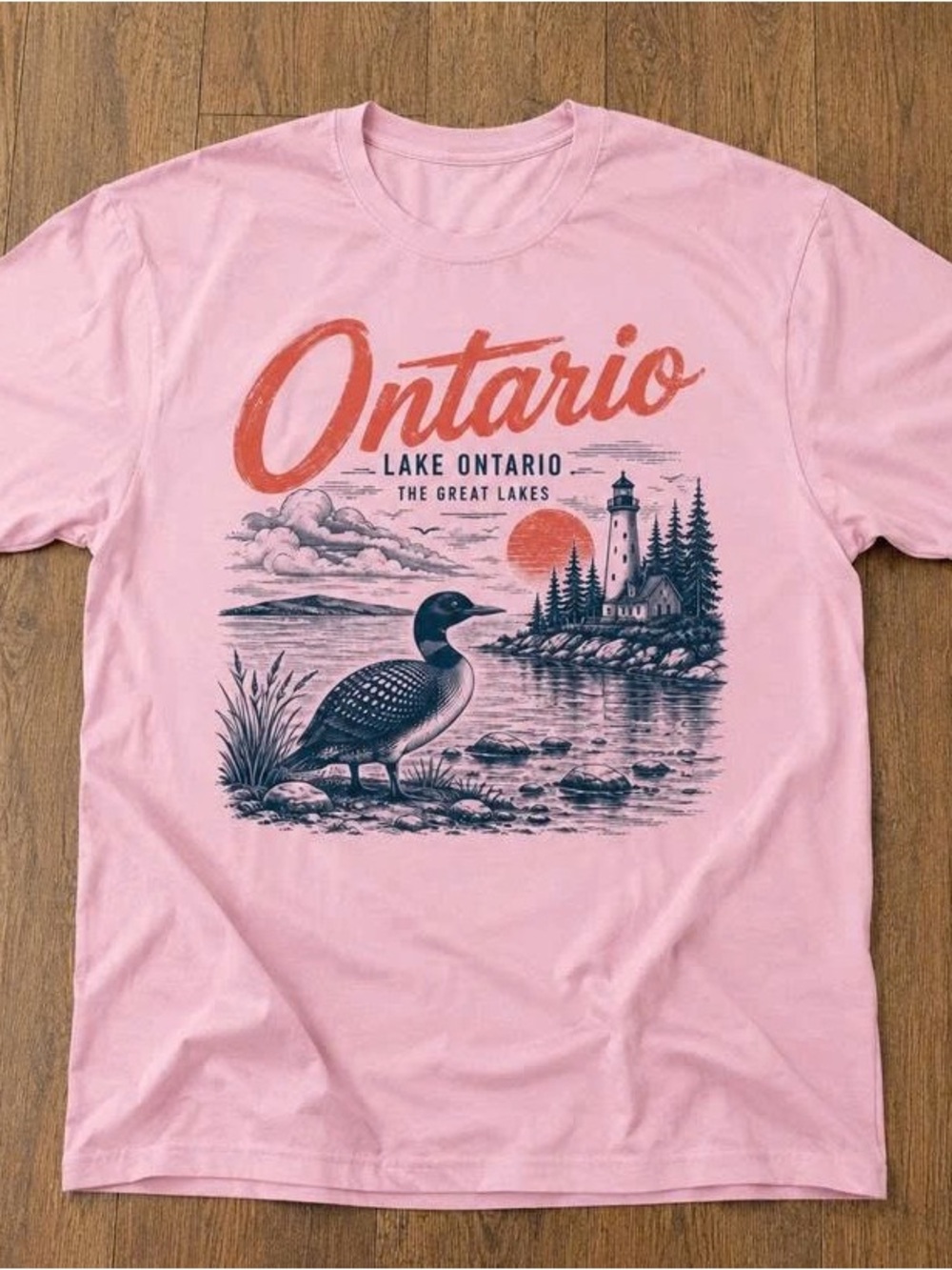 Pink Ontario Lake Graphic Tee